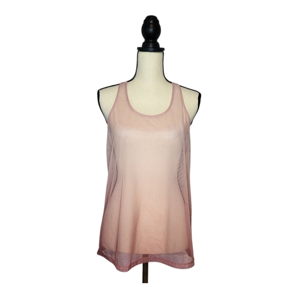 Victoria's Secret Victoria Sport Top Pink Ombre Sheer Racerback Scoop Neck Sz M - Picture 1 of 8
